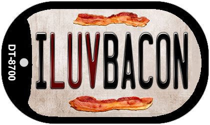 I Luv Bacon Novelty Metal Dog Tag Necklace DT-8700