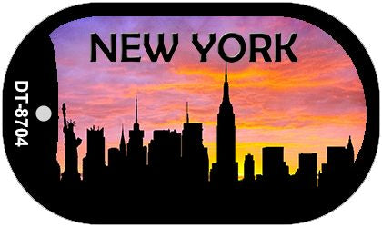 New York Silhouette Novelty Metal Dog Tag Necklace DT-8704