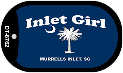 Inlet Girl Blue Flag Novelty Metal Dog Tag Necklace DT-8762