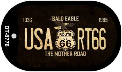 Route 66 Bald Eagle Novelty Metal Dog Tag Necklace DT-8776