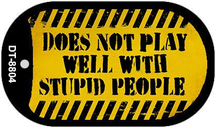 Does Not Play Well Novelty Metal Dog Tag Necklace DT-8804