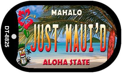 Just Maui'd Tiki Novelty Metal Dog Tag Necklace DT-8825