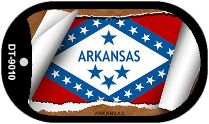 Arkansas State Flag Scroll Metal Novelty Dog Tag Necklace DT-9010