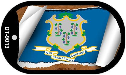 Connecticut State Flag Scroll Metal Novelty Dog Tag Necklace DT-9013