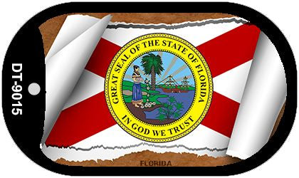 Florida State Flag Scroll Metal Novelty Dog Tag Necklace DT-9015