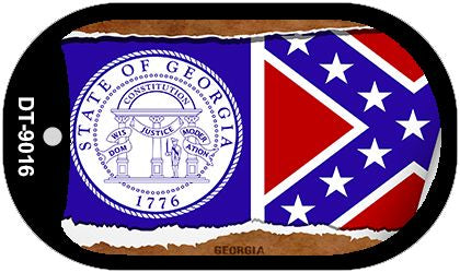 Georgia State Flag Scroll Metal Novelty Dog Tag Necklace DT-9016