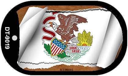Illinois State Flag Scroll Metal Novelty Dog Tag Necklace DT-9019