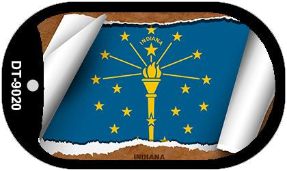 Indiana State Flag Scroll Metal Novelty Dog Tag Necklace DT-9020