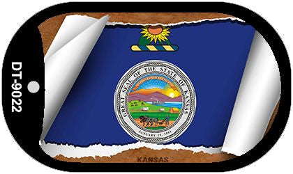 Kansas State Flag Scroll Metal Novelty Dog Tag Necklace DT-9022