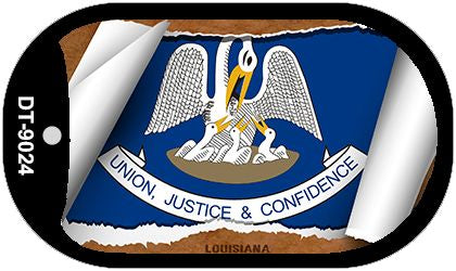 Louisiana State Flag Scroll Metal Novelty Dog Tag Necklace DT-9024