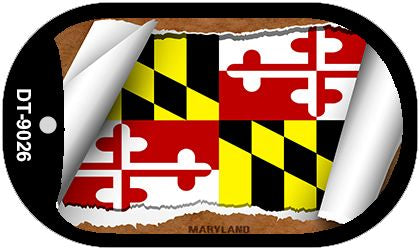 Maryland State Flag Scroll Metal Novelty Dog Tag Necklace DT-9026