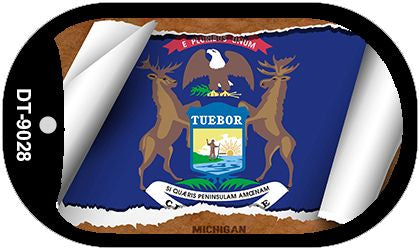 Michigan State Flag Scroll Metal Novelty Dog Tag Necklace DT-9028