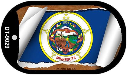 Minnesota State Flag Scroll Metal Novelty Dog Tag Necklace DT-9029