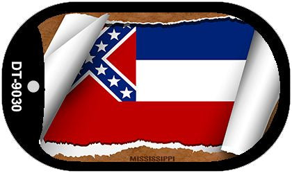 Mississippi State Flag Scroll Metal Novelty Dog Tag Necklace DT-9030