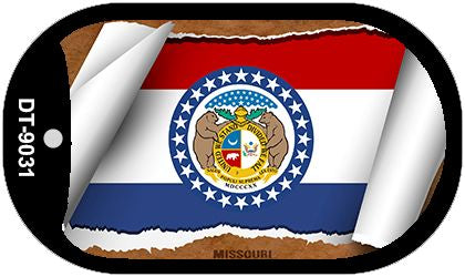 Missouri State Flag Scroll Metal Novelty Dog Tag Necklace DT-9031