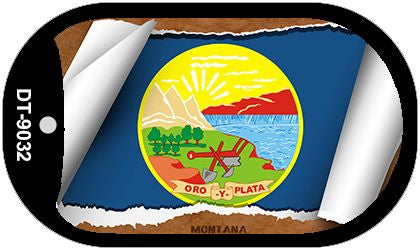 Montana State Flag Scroll Metal Novelty Dog Tag Necklace DT-9032