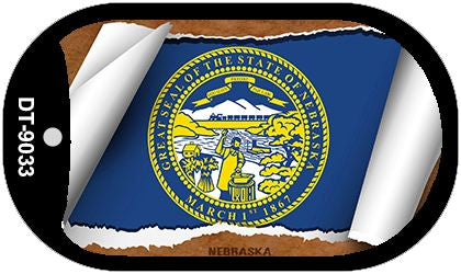 Nebraska State Flag Scroll Metal Novelty Dog Tag Necklace DT-9033