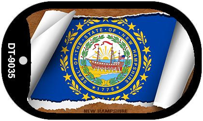New Hampshire State Flag Scroll Metal Novelty Dog Tag Necklace DT-9035