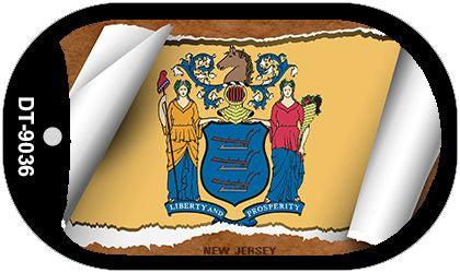 New Jersey State Flag Scroll Metal Novelty Dog Tag Necklace DT-9036
