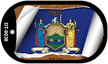 New York State Flag Scroll Metal Novelty Dog Tag Necklace DT-9038