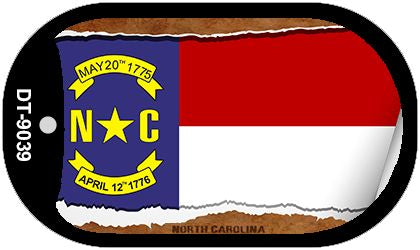 North Carolina State Flag Scroll Metal Novelty Dog Tag Necklace DT-9039