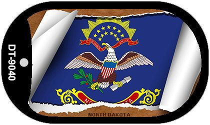 North Dakota State Flag Scroll Metal Novelty Dog Tag Necklace DT-9040