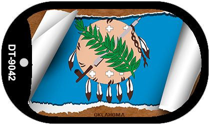 Oklahoma State Flag Scroll Metal Novelty Dog Tag Necklace DT-9042