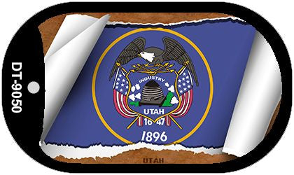 Utah State Flag Scroll Metal Novelty Dog Tag Necklace DT-9050