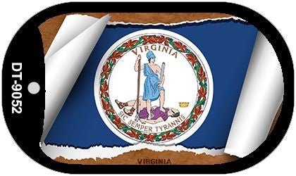 Virginia State Flag Scroll Metal Novelty Dog Tag Necklace DT-9052