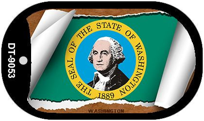 Washington State Flag Scroll Metal Novelty Dog Tag Necklace DT-9053