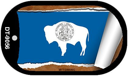 Wyoming State Flag Scroll Metal Novelty Dog Tag Necklace DT-9056