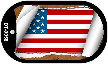 Unites States Flag Scroll Metal Novelty Dog Tag Necklace DT-9058