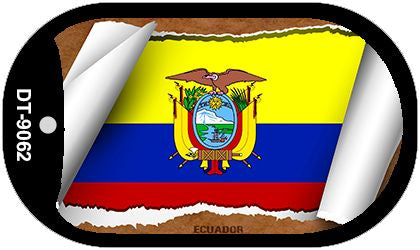 Ecuador Flag Scroll Metal Novelty Dog Tag Necklace DT-9062