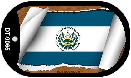 El Salvador Flag Scroll Metal Novelty Dog Tag Necklace DT-9065