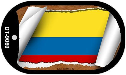 Colombia Flag Scroll Metal Novelty Dog Tag Necklace DT-9069