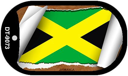 Jamaica Flag Scroll Metal Novelty Dog Tag Necklace DT-9073