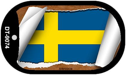 Sweden Flag Scroll Metal Novelty Dog Tag Necklace DT-9074