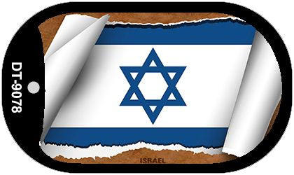 Israel Flag Scroll Metal Novelty Dog Tag Necklace DT-9078