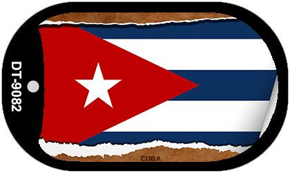 Cuba Flag Scroll Metal Novelty Dog Tag Necklace DT-9082