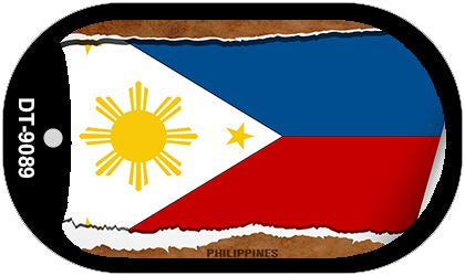 Philippines Flag Scroll Metal Novelty Dog Tag Necklace DT-9089