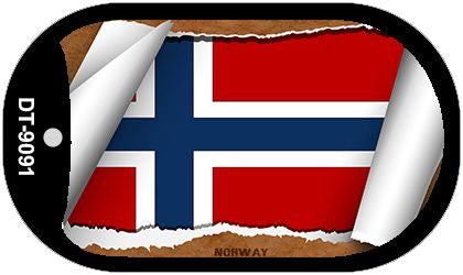 Norway Flag Scroll Metal Novelty Dog Tag Necklace DT-9091