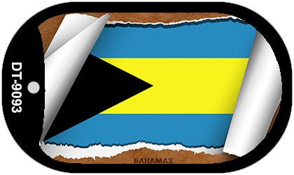 Bahamas Flag Scroll Metal Novelty Dog Tag Necklace DT-9093