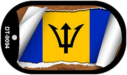 Barbados Flag Scroll Metal Novelty Dog Tag Necklace DT-9094