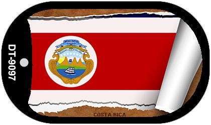 Costa Rica Flag Scroll Metal Novelty Dog Tag Necklace DT-9097