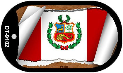 Peru Flag Scroll Metal Novelty Dog Tag Necklace DT-9102