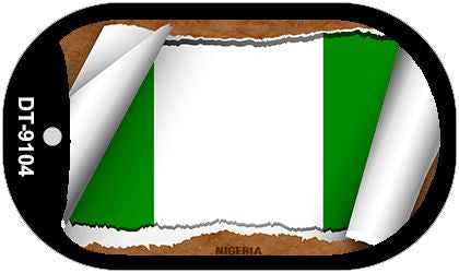 Nigeria Flag Scroll Metal Novelty Dog Tag Necklace DT-9104