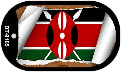 Kenya Flag Scroll Metal Novelty Dog Tag Necklace DT-9105