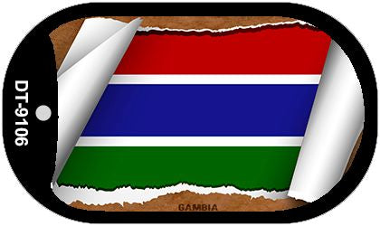 Gambia Flag Scroll Metal Novelty Dog Tag Necklace DT-9106
