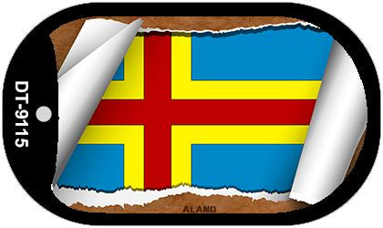 Aland Flag Scroll Metal Novelty Dog Tag Necklace DT-9115