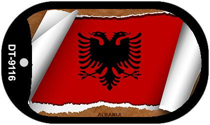 Albania Flag Scroll Metal Novelty Dog Tag Necklace DT-9116